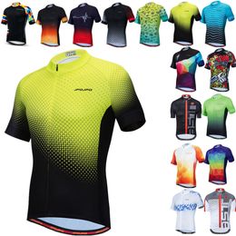 Cycling Shirts Tops Jersey Men Bike Top MTB Bicycle Shirt Mountain Road Riding Clothing Short Sleeve Summer Cyclist biking Blouse Yellow 230728