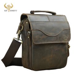 Evening Bags Original Leather Male Fashion Casual Tote Messenger Bag Design Satchel Crossbody One Shoulder 8" Tablet Case For Men 144 230727