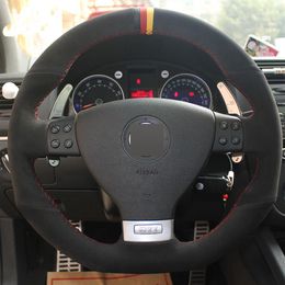 DIY Hand-stitched Black Suede Car Steering Wheel Cover for Volkswagen Golf 5 Mk5 GTI VW Golf 5 R32 Passat R GT 2005273p