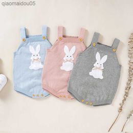 Newborn Baby Bodysuit 100%Cotton Knit Infant Girl Boy Jumpsuit Outfit Sleeveless Toddler Clothing Cute Rabbit Top Onesies Easter L230712