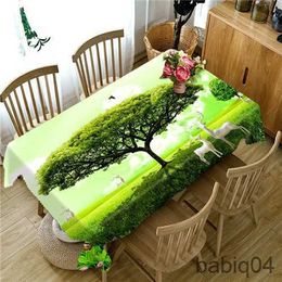 Table Cloth 3D Landscape Rose Flower Waterproof Tablecloth for Table Home Decoration Rectangular Dining Coffee Tablecloth Picnic Blanket R230726