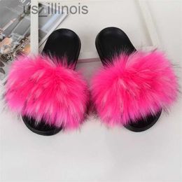 Slippers Summer fur slippers kids faux fur slides children fake fur fluffy sandals girls beach home plush sliders child furry flip flops J230728