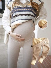 Maternity Bottoms Pregnant women winter pregnant women's wool long legs short plush maternity clothing support abdomen Z230728