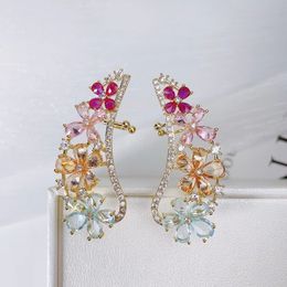 Ear Cuff SENYU Luxury Lady's Crystal Angel Wing Ear Sweep Wrap Cuff Earrings Bridal Jewellery Gold Rhodium Plate Climber CZ Earrings 230728