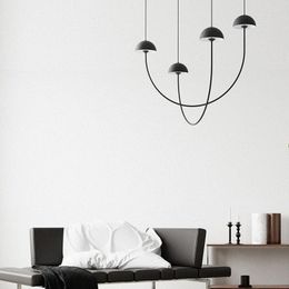 Pendant Lamps Light Luxury Medium Ancient Style Simple Modern Line Chandelier Dining Room Lamp High Ceiling Apartment Living