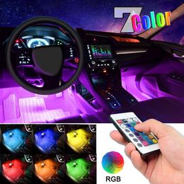 48 LED Multi-color Car RGB Interior Lights Under Dash Lighting Kit with Wireless Remote Control Charger289b