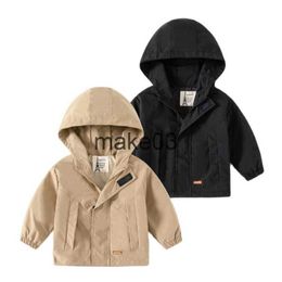 Jackets Children's Hooded Jacket 27Y Autumn Boy's Windbreaker Zipper Hoodie Baby Solid Color Jacket J230728