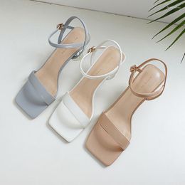 Sandals Shoes 827 Women 2024 Summer Brand Soft Comfortable Ankle Straps PU Leather Thin High Heels Ladies Sexy