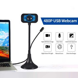 Webcams New Webcam 480P 720P 1080P Camera with External Microphone for Computer PC Laptop Desktop Digital Video Camera Web