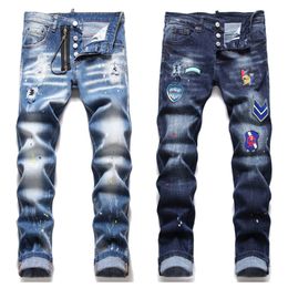 Mens fashion designer denim pant jeans high quality stack men jeans jeans for man jeans designer jeans new popular hip hop style distressed Straight Regular