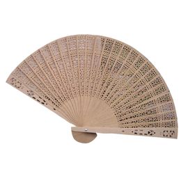 Chinese Style Products 23cm Home Decor Wedding Hand Fragrant Party Carved Bamboo Folding Fan Chinese Style Wooden Decoration Crafts Fans