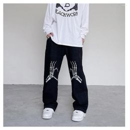 Men's Jeans Skeleton Pants Baggy Men Youth Casual Skull Women's Printed Man Trousers 2023 Trends Clothes Trendyol Streetwear