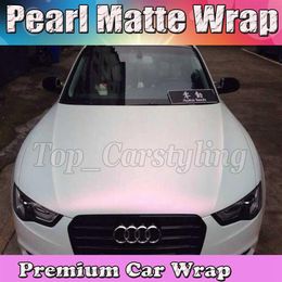Premium Satin bianco perla al rosa shift Wrap With Air Release Pearlescent Matt Film Car Wrap grafica per lo styling 1 52x20m Roll315w