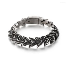 Link Bracelets Fashion Personal Cool Men Punk Retro Silver Color Black Chain Stainless Steel Cross Skeleton Keel Jewelry