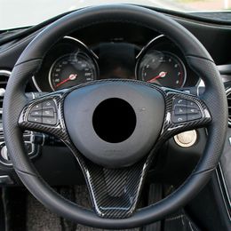 Carbon Fibre Colour Car Steering Wheel Button Frame Decoration ABS For Mercedes Benz C Class W205 GLC X253 E Class W213 2015-18193H