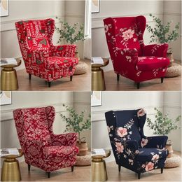 Chair Covers Christmas Theme Wing Chair Cover Stretch Spandex Armchair Covers Nordic Removable Relax Sofa Slipcovers With Seat Cushion Covers 230727