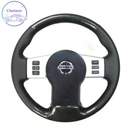 DIY Private Custom Car Steering Wheel Cover For Nissan Xterra Pathfinder Frontier 05-12 Hand Sewing Carbon Fibre Leather Holder De262m