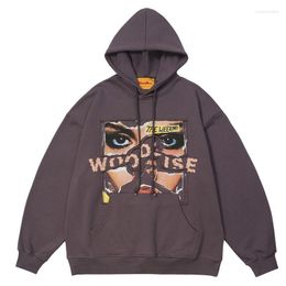 Men's Hoodies Hip Hop Hooded Sweatshirt Streetwear Harajuku Face Graphic Print Pullover Men Fashion Punk Casual Loose Y2K