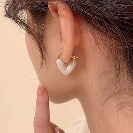 Hoop Earrings 2023 Korean Dripping Oil Love Heart Stud For Women Fashion Elegant Wedding Earring Jewelry Gifts Accessories