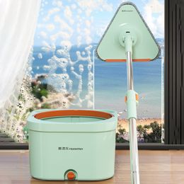 Mops Rotary mop Microfiber mop and bucket set floor washing mop triangle window washing mop household cleaning tools 230728