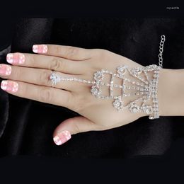 Charm Bracelets Fashion Dancing Latin White Lady Girl Rhinestone Chain Gloves Charn Bracelet Wholesale