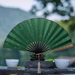 Chinese Style Products cloud pattern carved paper folding fan with black gold cloth for men and women China-Chic fan