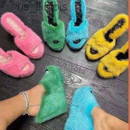 Slippers 2023 Autumn New Fur Slippers Flat Wedge Heel Slippers Women High-heeled Furry Drag Fashion Outdoor All-match Shoes Slippers J230728