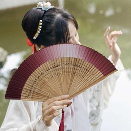 Chinese Style Products Ancient Fan Hollow Out With Tassels Vintage Bamboo Folding Fan Decor Ladies Hand Fan Daily Use