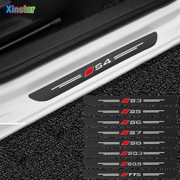 4pcs Car Protector Door Sill Stickers For audi SLINE A1 S1 S3 8X A3 A4 B5 B6 B7 B8 B9 A5 A6 A7 C7 C6 C5 A8 D3 D4 8R q3 q5 TTS276l