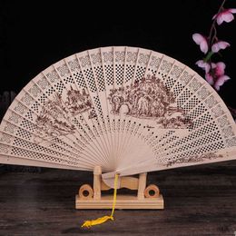 Chinese Style Products Folding Fan Stand Display Base Home Decoration Wedding Hand Fan Fragrant Party Carved Bamboo Fan Display Wooden