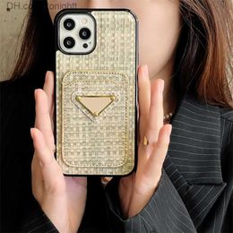 Cell Phone Cases Weave Pattern Mobile Phone Cases Card Holders Pockets for 14 Plus 13 12 11 Pro Max XR XS 7 8 Plus SE2 Z230731