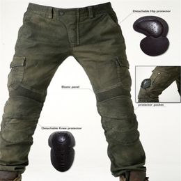 Men's motorcycle pants uglyBROS Motorpool stylish riding jeans racing Protective pants of locomotive Black Stain over Olive g329J