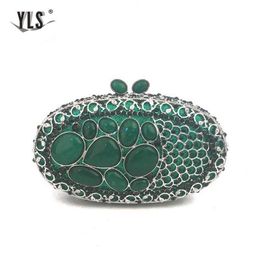 Evening Bags Celebrity Red Green Vintage Natural Agate Stone Clutch Handbags Luxury Women Crystal Wedding Purse Party Bag 230727