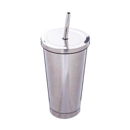 500ml Stainless Steel Vacuum Insulated Tumbler Bottle Travel With Straw And Lid Water Mug Glass Outdoors Car - Silver Rose Steel T238J