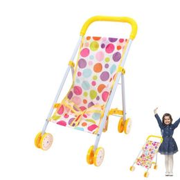 Tools Workshop Toy Stroller Realistic Baby Stroller For Dolls Foldable Baby Stroller Toy Trolley Toy Unique Yellow Print Stimulate Children's 230727