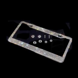 Bling Crystal Licence Plate Frame Women Luxury Handcrafted Rhinestone Car Frame Plate with Ignition Button Fits USA and Canad160O