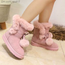 Boots Comemore Snow Boots Women's Plus Fur 2022 Winter New Platform Boots Lace Up Student Cute Women's Ankle Boots Black Pink Shoes 41 Z230728