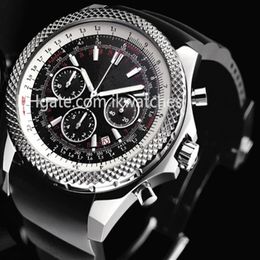 2016 mens chronograph watch top quality quartz stopwatch black rubber band date watches 204245e