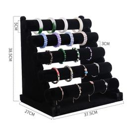 Jewellery Stand Large Velvet Grey/Black 5 Tiers/Layers Bracelet Shelf Display Rack Store Dedicated High-end Swing Support Stall 230727