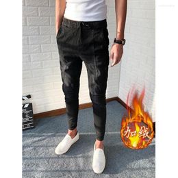 Men's Jeans Winter Brushed Pants Men Plush Thicken Designer Luxury Slim Korean Style Clothing Streetwear Man Denim Male Trousers
