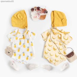 Baby Unisex Onesie Banana Pineapple Fruit Clothes Summer Cartoon Cotton Short-sleeved Triangle Romper Girl Photography Outfits L230712