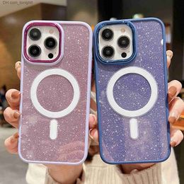 Cell Phone Cases Cases Glitter Mobile Phone Case For IPhone 14 13 12 11 Pro Max Plus Luxury Magsafe Magnetic Charging Mobile Z230728