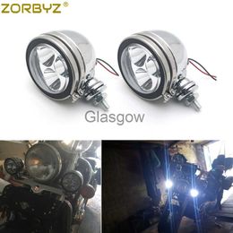 Motorcycle Lighting ZORBYZ Motorcycle LED Chrome Metal Passing Driving Lamp Headlight Fog Light For Honda Kawasaki Harley Custom x0728