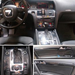 For Audi Q7 2005-2019 Interior Central Control Panel Door Handle 3D 5D Carbon Fibre Stickers Decals Car styling Accessorie218R