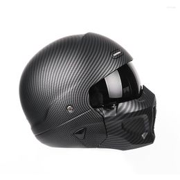 Motorcycle Helmets ABS Retro Combination Full Face Helmet Built-in Lens Clear Black Four Seasons Adult Men Women DOT