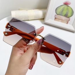 Sunglasses Frameless Trimming Glasses Summer Casual Large Frame Sunshade For Women