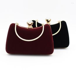 Evening Bags XZAN Women's Handbag Clutches Temperament Velour Bag Wedding Party Clutch Purse Females Black Red Shoulder