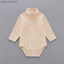 Baby Bodysuit Long Sleeve Infant Girl and Boy Clothes 3-18 Months Cotton Onesies Fashion High Collar Spring Autumn Kids Clothing L230712