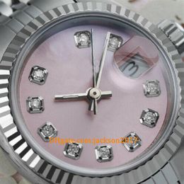20 style Christmas gift watches Ladies 26mm Pink Diamond Accent Dial Stainless Steel Watch287f