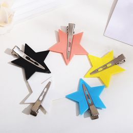 2Pcs Sweet Colorful Star Shaped Hair Clips 2023 New Simple Charm Women Girls Acrylic Hairpins Party Hair Accessories Gift